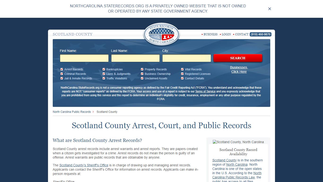 Scotland County Arrest, Court, and Public Records