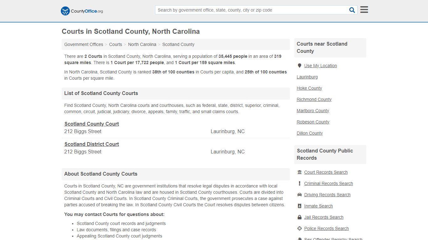 Courts - Scotland County, NC (Court Records & Calendars)